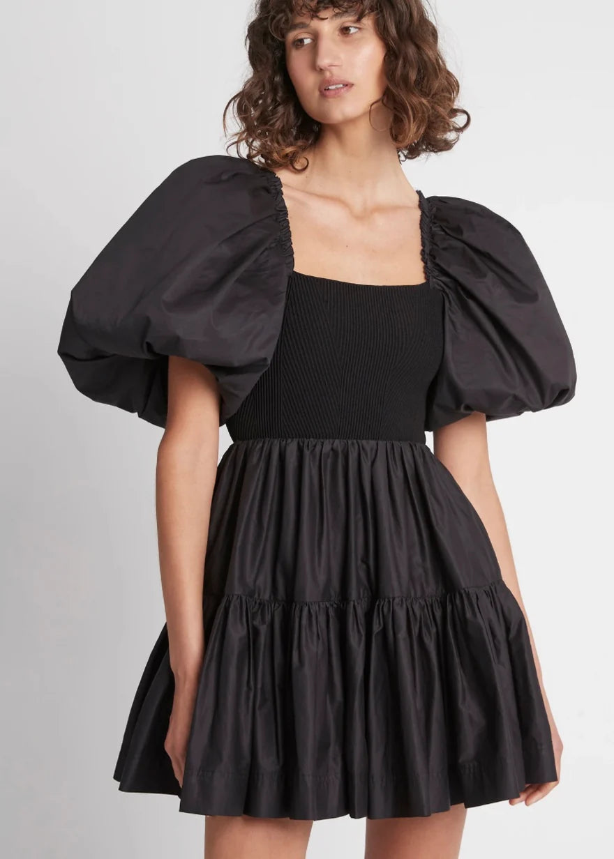 Casa Puff Sleeve Mini Knit Dress- Black