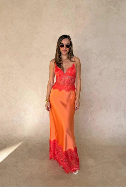 Lilah Maxi Dress Orange - Runway Rentals