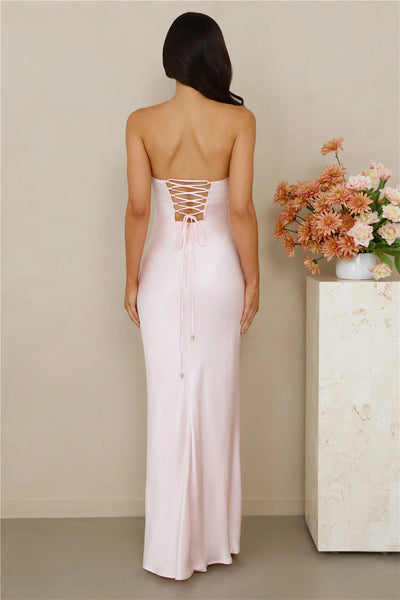 Seraphina Strapless Satin Maxi Dress Pink - Runway Rentals