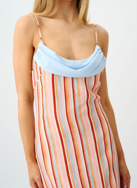 Draped Slip Dress | Blush Stripe