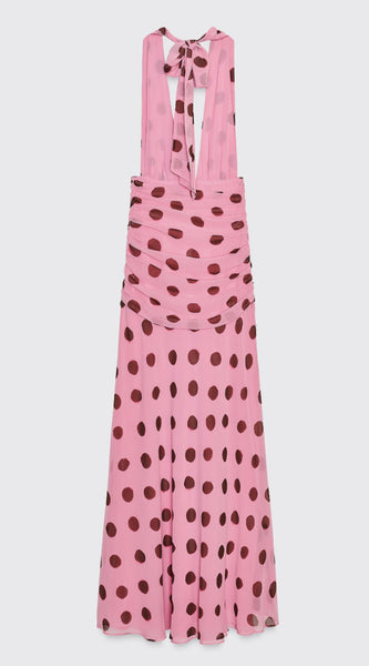 Polka Dot Ruched Halter Dress